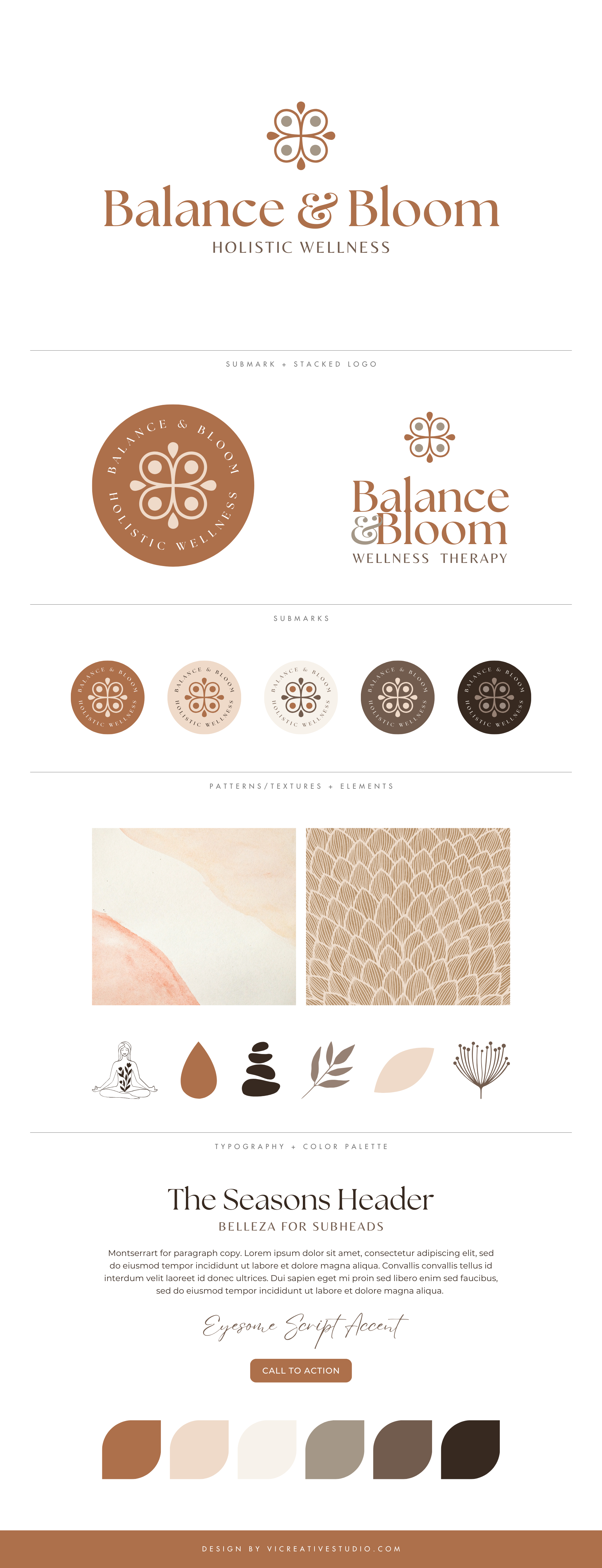 Brand board for Balance & Bloom, a holistic wellness brand.